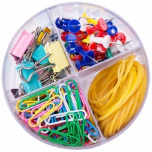 得力 8500 辦公組合套裝 圖釘/回形針/票夾/橡皮筋四合一 4格