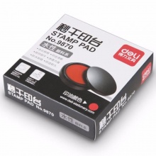 得力 9870 圓形塑殼秒干印臺 95mm 紅色