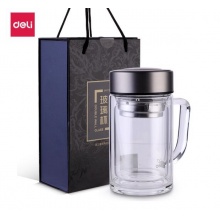 得力 6102 雙層隔熱玻璃杯 420ml