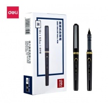 得力 S851 可換芯直液式走珠筆 0.5mm 黑色 12支/盒