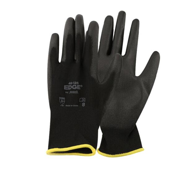 安思爾Ansell 48-126 滌綸PU涂層手套 8碼 黑色 12副/打 12打/箱