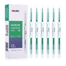 得力 S623 雙頭熒光筆 綠色 12支/盒