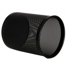 得力 909 金屬網(wǎng)狀圓型筆筒 黑色