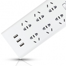 得力 18284 單控六聯(lián)拖線板插座+3USB 白色 2米