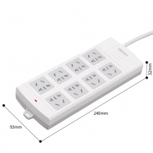 得力18248-03 單控八聯(lián)拖線板插座 3米 白色