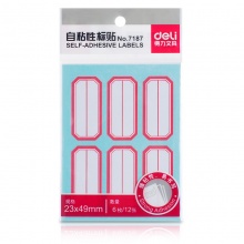 得力 7187 自粘性標貼 23*49mm 紅框