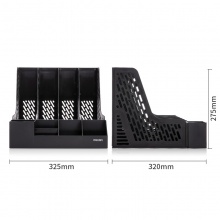 得力 78981 四聯(lián)文件框帶筆筒 黑色