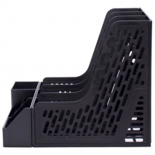 得力 78980 三聯(lián)文件框帶筆筒 黑色