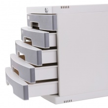 得力 8855 五層硬塑文件柜（帶鎖）淺灰色