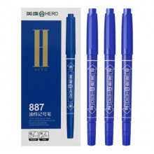 英雄 887 小雙頭油性記號筆 藍(lán)色 10支/盒