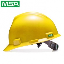 梅思安 10146459 標(biāo)準(zhǔn)型PE安全帽一指鍵帽襯針織布吸汗帶D型下頜帶 黃色 均碼
