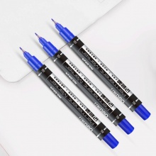 得力 6824 小雙頭油性記號筆 10支/盒 藍(lán)色 按盒銷售