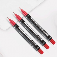 得力 6824 小雙頭油性記號(hào)筆 10支/盒 紅色 按盒銷售