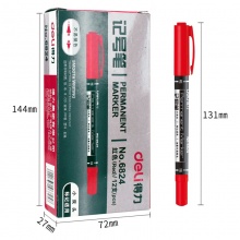 得力 6824 小雙頭油性記號(hào)筆 10支/盒 紅色 按盒銷售