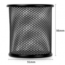 得力 9172 金屬網(wǎng)狀圓形筆筒 黑色