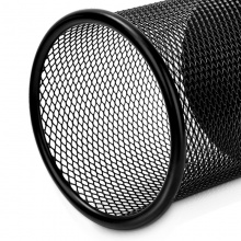 得力 9172 金屬網(wǎng)狀圓形筆筒 黑色