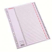 易達(Esselte)  47141(100107) 分類索引紙 A4 灰色 1-20頁