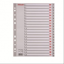 易達(Esselte)  47141(100107) 分類索引紙 A4 灰色 1-20頁